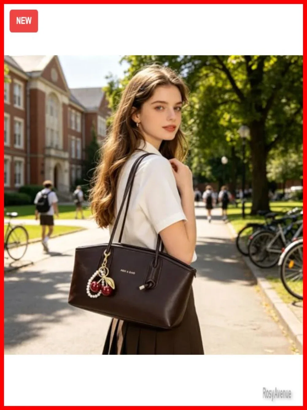 Faux Leather Tote Bag for Women Hobo Purse Crossbody Shoulder Bag with Cherry